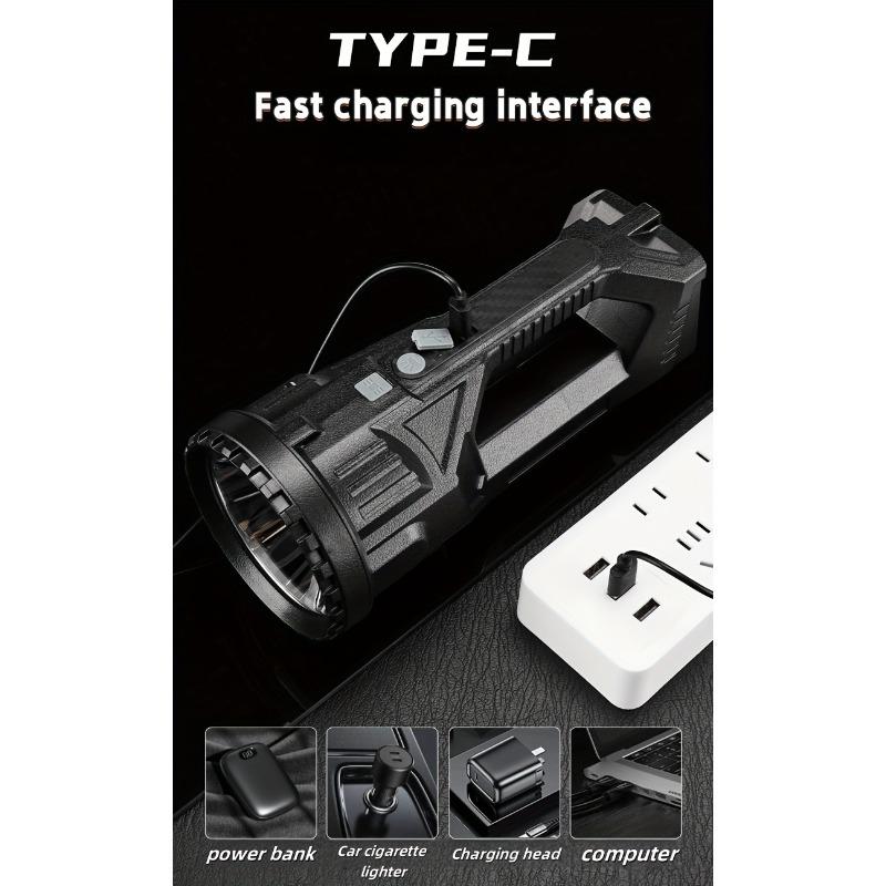 Long Distance Bright LED Flashlight, Portable Rechargeable Spotlight, Suitable for Camping, Hiking, Emergency Situations, Search and Rescue