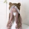 Fashion Cartoon Knitted Cat Ear Hat Ear Protection Casual Crochet Wool Hat Cute With Bow Photo Props Cap Outdoor