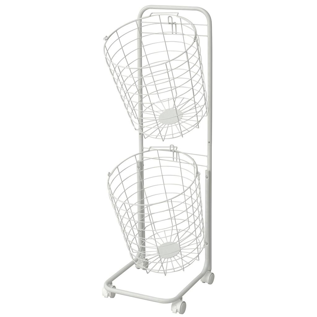 Yamazen 2-Tier Laundry Basket, White, RLB-2C(WH)