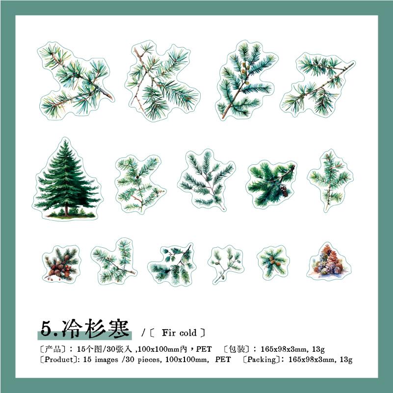 

30 pcs leaves theme stickers DIY collage decorative paper Scrapbooking Material handmade Diary Album Junk Journal Supplies