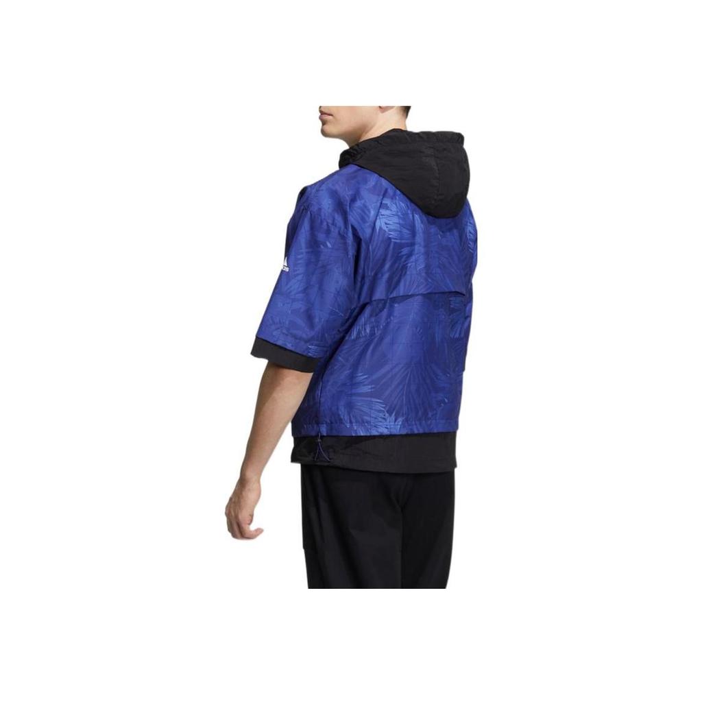 Adidas Patchwork Pocket Detail Sports Hoodie Jacket Men Outerwear Navy HE9927