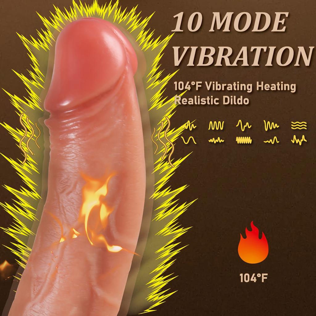 4 In 1 Thrusting Dildo Vibrator 9 Inch with Rotating,Heating,10 Thrust & 10 Vibrating Modes G-spot Dildos for Vagina and Anal Stimulation Sex Toys
