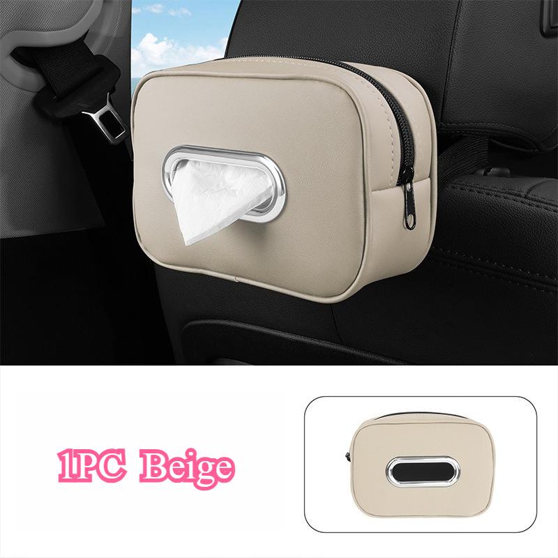 New Car Tissue Box Holder Microfiber Leather Car Center Console Armrest Napkin Box Sun Visor Backseat Tissue Case with Fix Strap