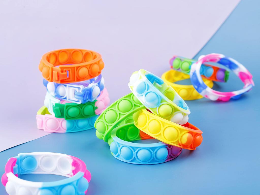 12/24/36Pcs Pop Bracelet Fidget Toy, Wearable Fidget Bracelets Push Poping Bubble Sensory Toys Stress Relief Finger Press