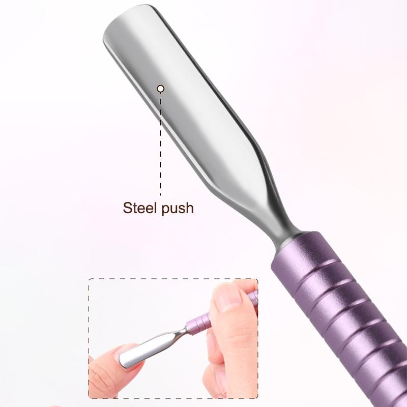 6 In 1 Nail Beveled Head Stainless Steel Cuticle Pusher Nail Art Sanding Tablet Manicure Sticks Tool For Salon Nails Accessories
