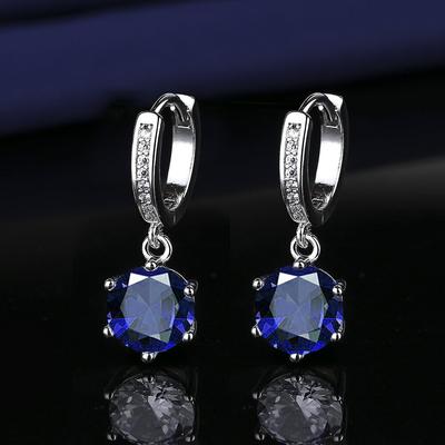 Fashionable Tassel Stone Six Claws Two Carats Feminine and Simple Earrings