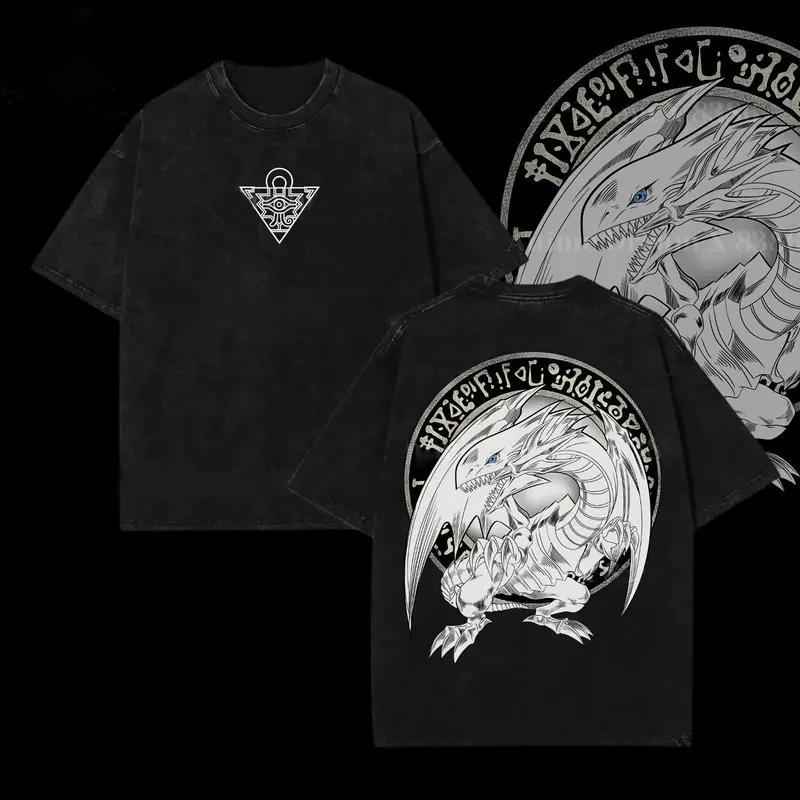 

Hot Anime Yu-Gi-Oh Blue Eyes White Dragon Graphic Tee Men Women Clothing Washed Cotton Tshirt Vintage T-shirt Harajuku T Shirt XXL чёрный
