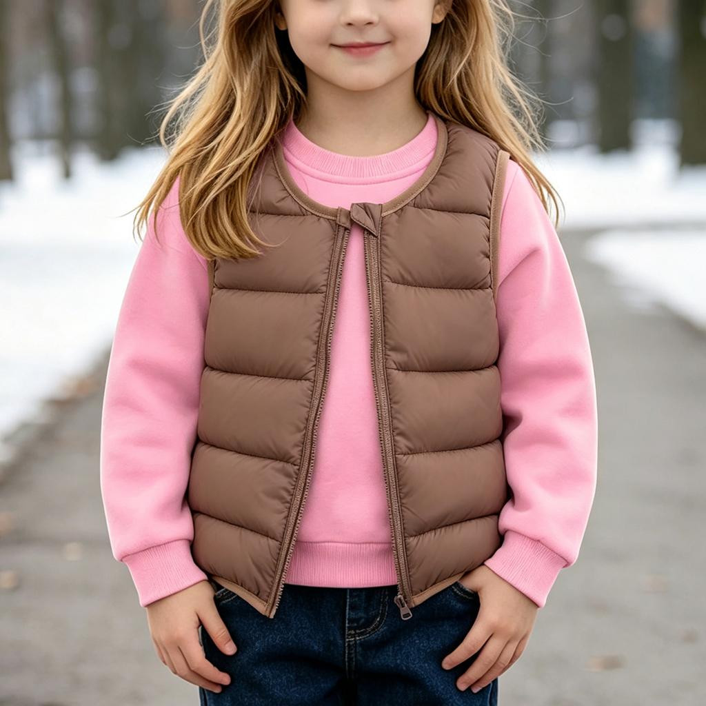 Kids Cotton Padded Vest Warm Quilted Outerwear for Boys Girls