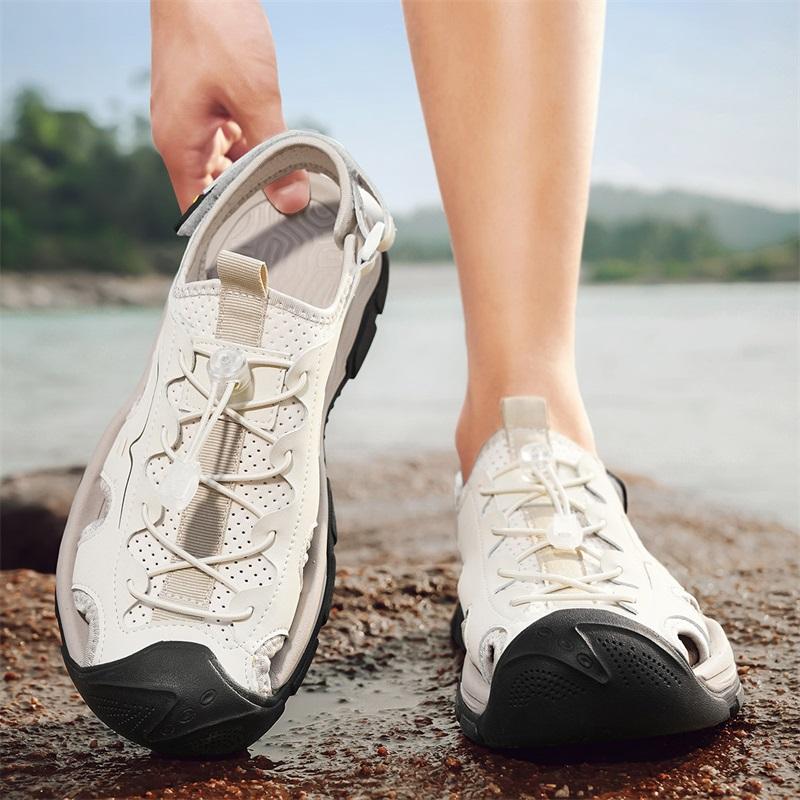 Classic Summer Men Designer Sandals Outdoor Antiskid Beach Wading Sandals 2025New Comfy Breathable Casual Leather Flats