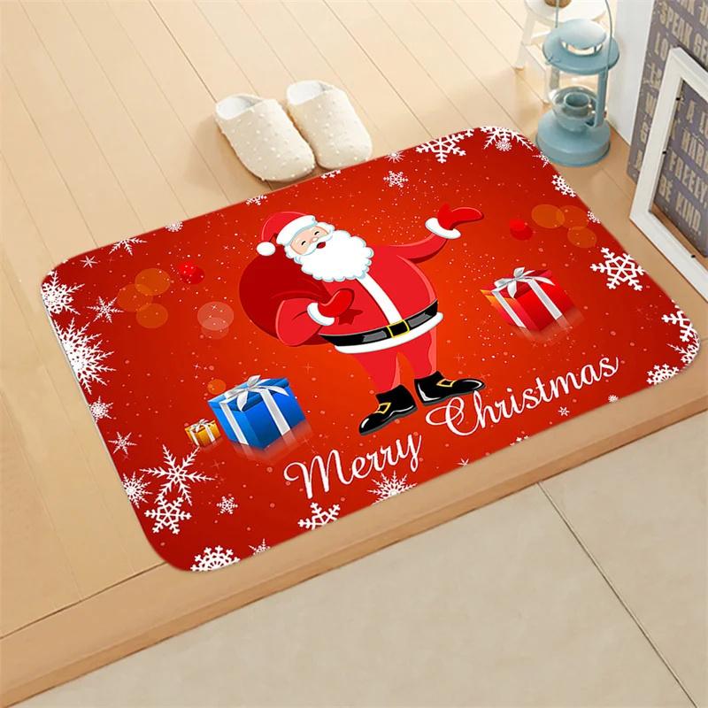 Merry Christmas Doormat Decorative Holiday Front Door Mat Funny Cartoon Character Felt Door Rugs for Indoor Outdoor Carpet