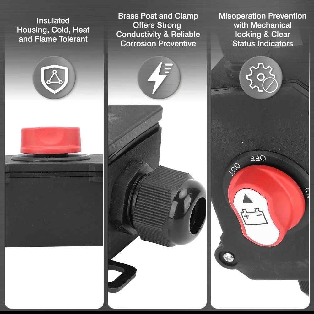 DC 12-24V Battery Cut Off Switch 100A Disconnecter Emergency Cutoff Power Isolator  RV