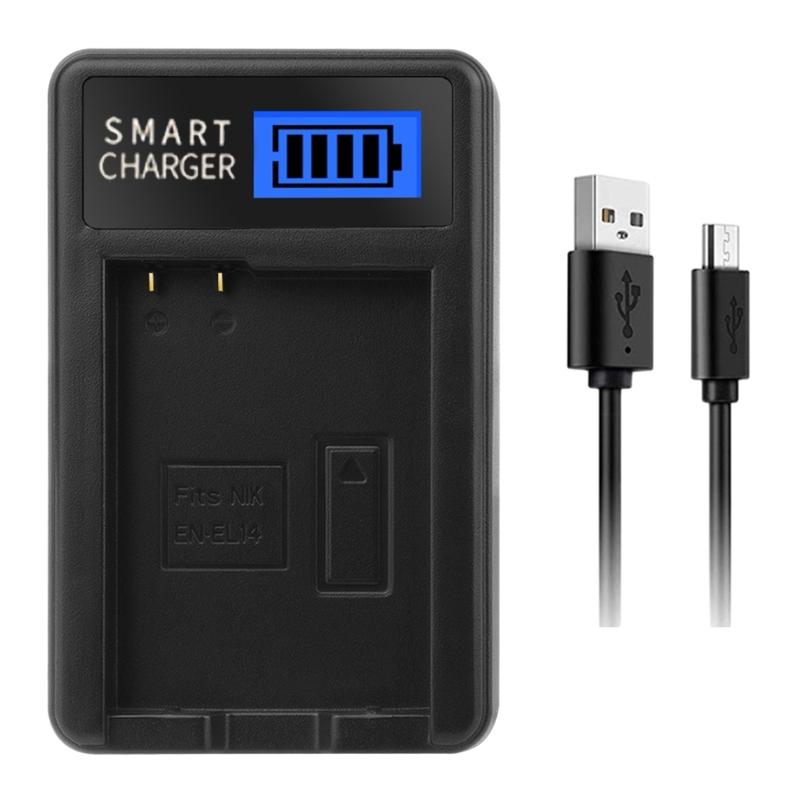 

LCD USB EN-EL14 Replacement Charger for P7000 P7100 D3200 D3300 D5100 D5200 P7700 P7800 D3100 Cameras Batteries 1