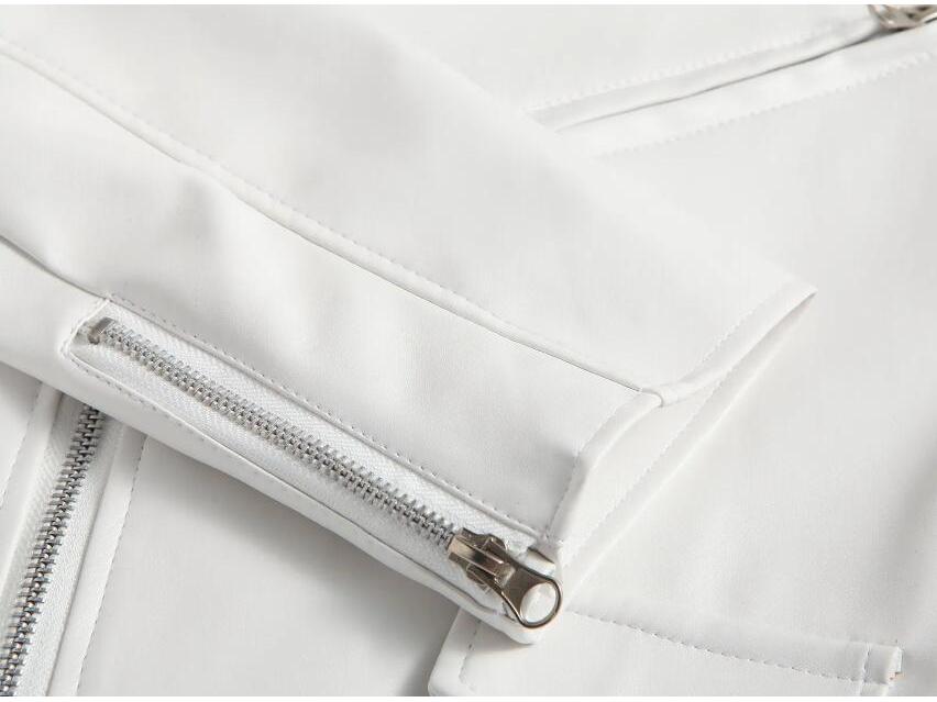 Men's White PU Leather Jacket - Stylish & Trendy Design