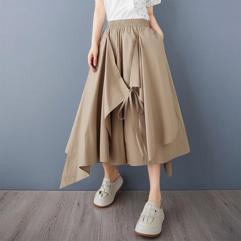 

Винтажная повседневная свободная летняя широкая юбка больших размеров с высокой талией, брюки, женские брюки больших размеров хаки
