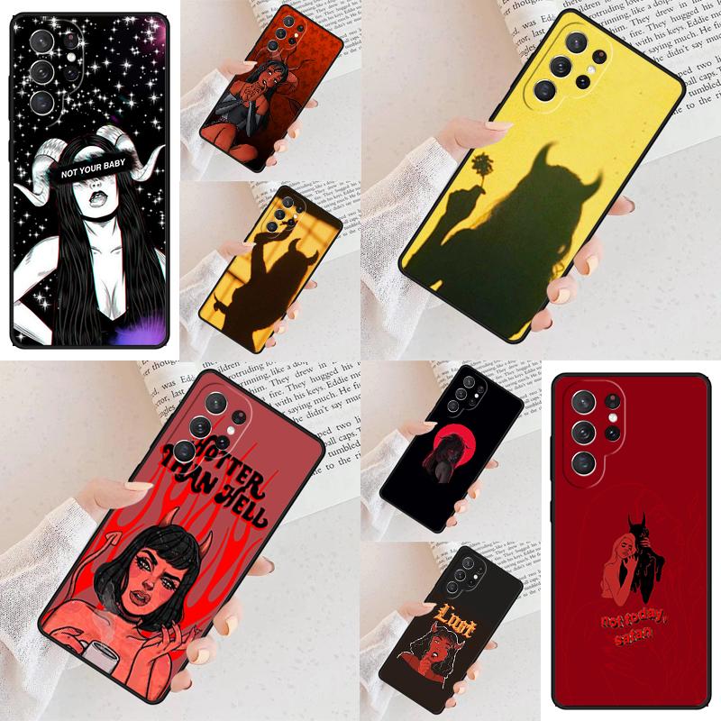 Aesthetic Devil Woman Bad Girl Cell Phone Case for Samsung Galaxy S26 Ultra S25 S24 S23 S22 S21 S20 Note10 Cover
