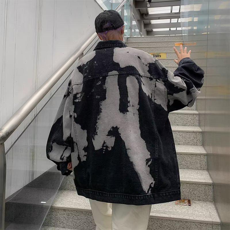 Tide High Street Tie-Dye Denim Jacket for Men and Women - Spring & Autumn Vintage Workwear