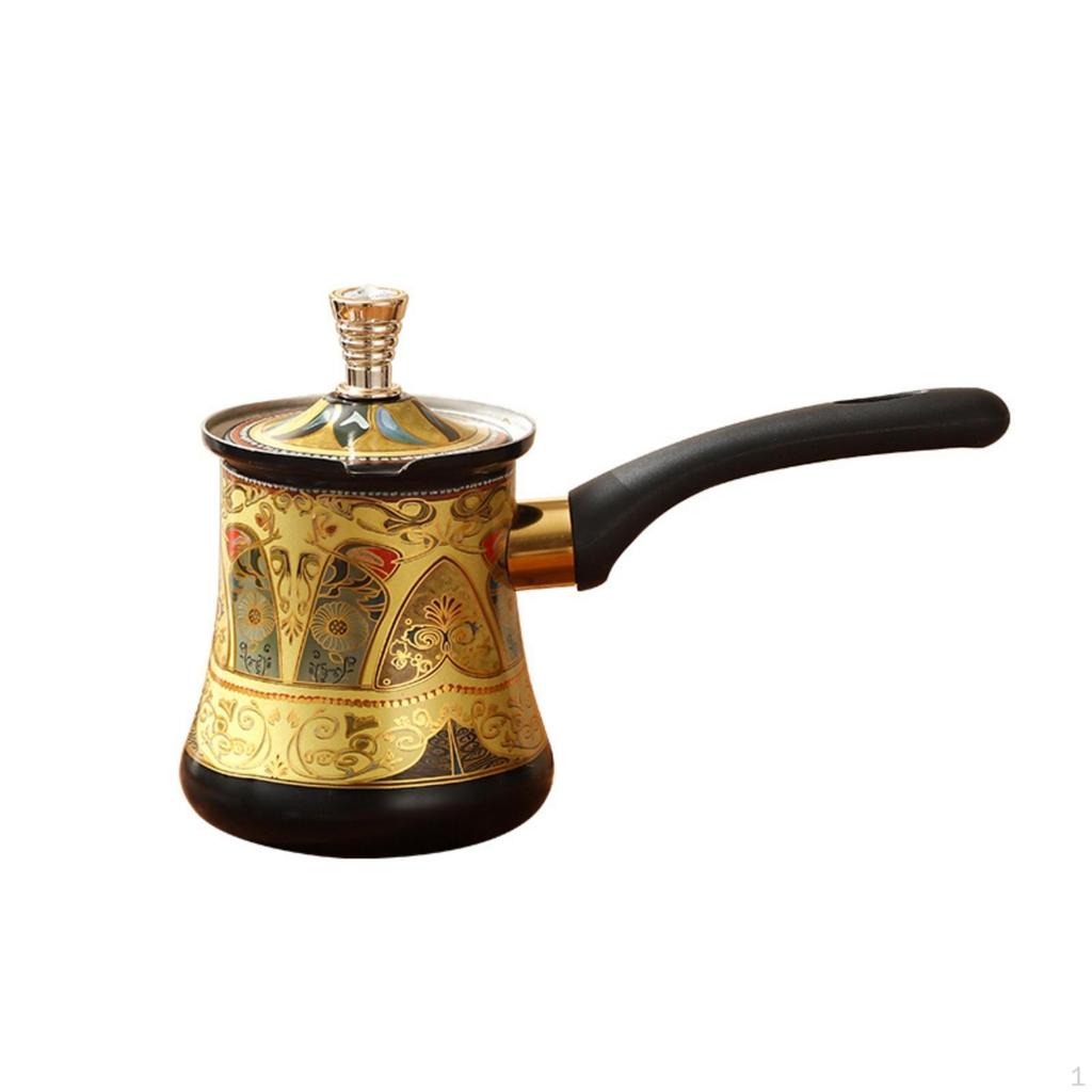Kaffeekanne mit langem Griff im Vintage-Stil aus Edelstahl mit dekorativem Muster Teekanne 720ML