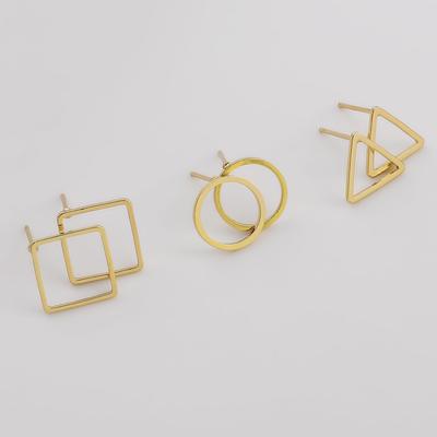 1pair 12mm Brass Fashion Stud Earring Geometry Earring for Women Girls