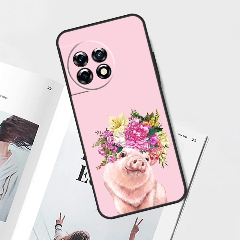 cute pig Case For OnePlus 12 11 9 10 Pro 8T 9R 10T 10R 12R OnePlus Nord 2 2T N20 N10 CE 3 Lite Cover
