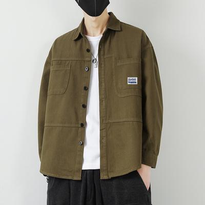Casual Shirt Men's Spring and Autumn Tooling Shirt Men's Long Sleeve Shirt