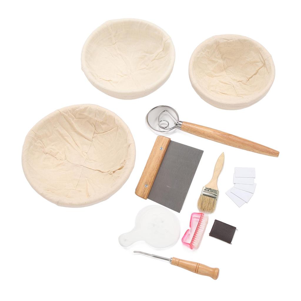 Gärkörbchen 20CM 22.5CM 25CM mit Brotschneider Schnitzmesser Rundes Rattan Brot Backen