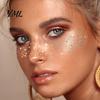 Water Transfer Makeup Patches 6Pcs Holographic Freckle Stickers, Shimmer Temporary Face Tattoos with Waterproof Easy Application Transfers Adhesive,