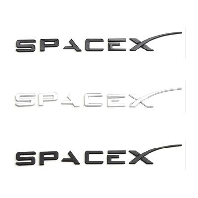 Chromové černé nápisy na kufr Emblémy SPACEX Přední zadní odznaky ve tvaru T pro TESLA SPACE X