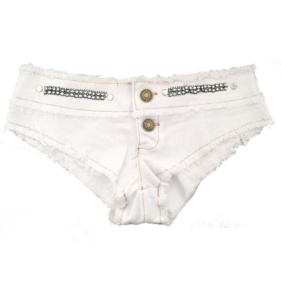 Sexy Women Summer Candy Color Low Waist Jeans Shorts Fringe Denim Hot Pants