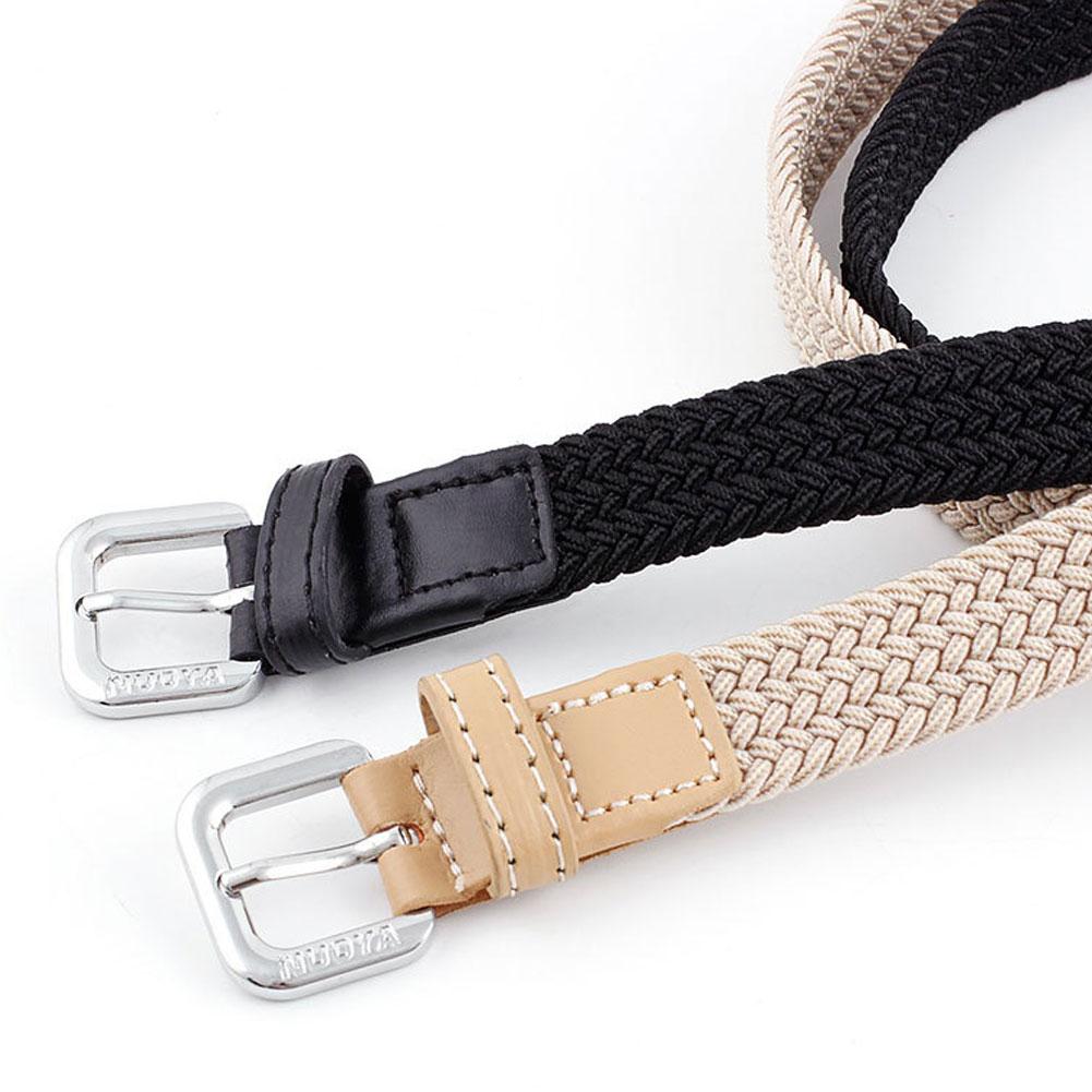 Men Women Casual Knitted Pin Buckle Belt Woven Canvas Elastic Expandable Braided Stretch Belts Plain Webbing Strap