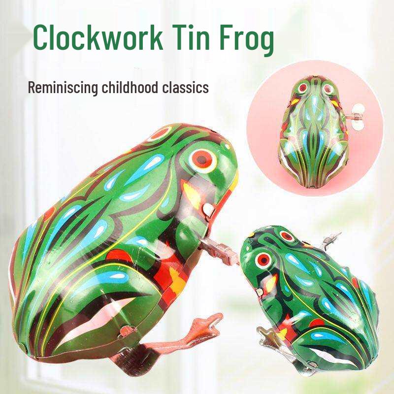 Tinplate Wind-up Hopping Frog Toy - Nostalgic Children s Gift