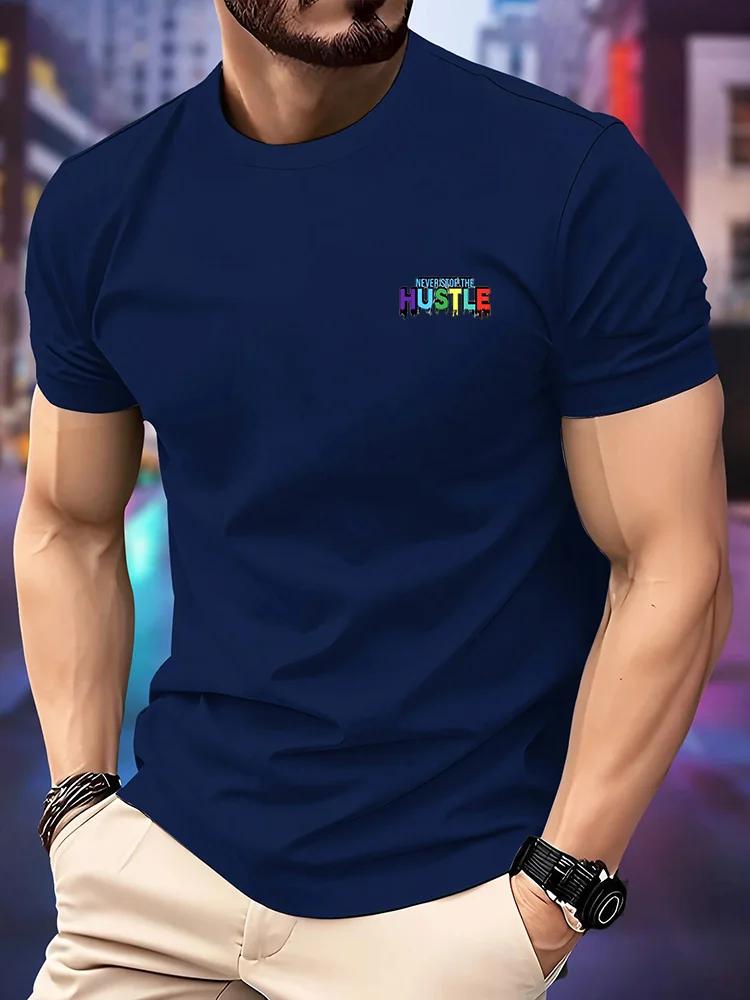 Unisexs Never Stop The Hustle TShirt Color Drip Letter Print ONeck Short Sleeve Casual Hip Hop Streetwear Graphic Tee Tops