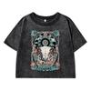 Life Is Amusing Printing Female Washed Short T Shirts Breathable T-Shirt Street Summer Clothes Fashion Distress Tshirts