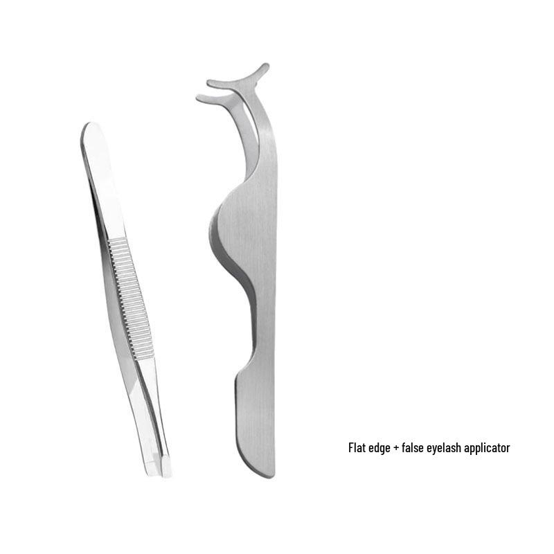 Stainless Steel Non-slip 9cm Eyebrow Tweezers - Flat & Angled Tip for Hair Removal and Shaping