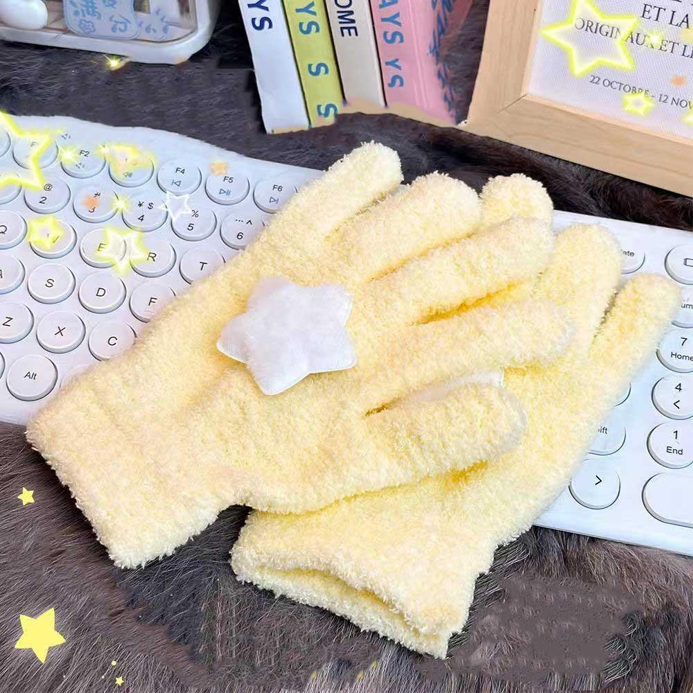 Cute Coral Velvet Gloves Cycling Winter Star Gloves Warmer Warm Gloves Women
