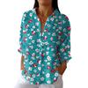Women's Fashion Seven Sleeve Casual Lapel Back Tie Shirt Printed T-Shirt Top