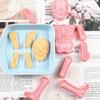 8Pcs Halloween Human Skeleton Biscuit Mold Cake Baking Flip Sugar Home 3D Cookie Party Decor Seal Compression Molding Plastic