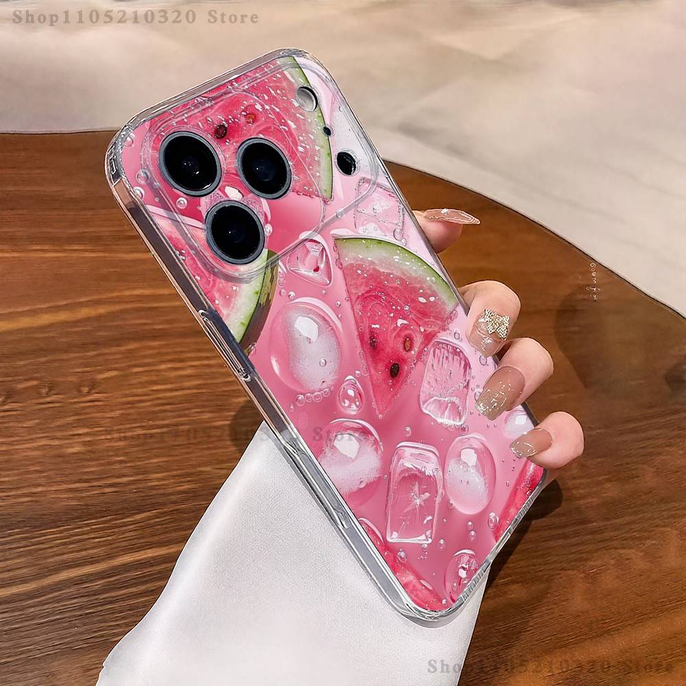 Fruit Watermelon  Phone Case For iPhone 17,16,15,14,13,12,11 Pro,Max,Plus,X,XS,XR,SE4,E Mini Transparent Soft Cover