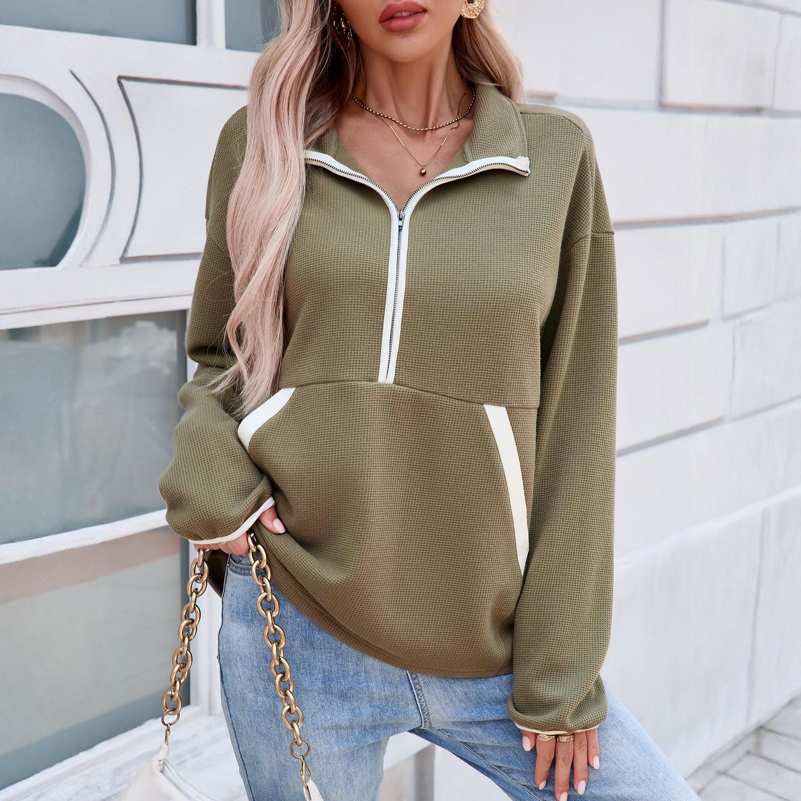 

Women s Fashionable Long-sleeved Casual Zipper Jacket Hoodie Top L