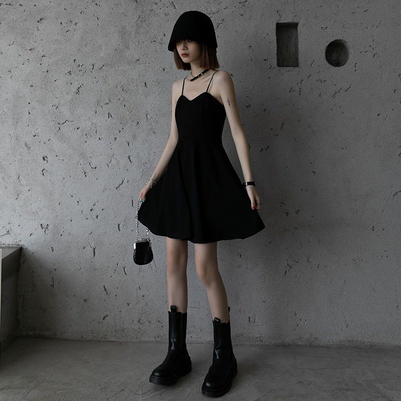 

New Summer New Arrival Sweet and Spicy Style Base Little Black Dress with Suspenders Temperament Wild Fancy Slim Looking Black 4XL and above