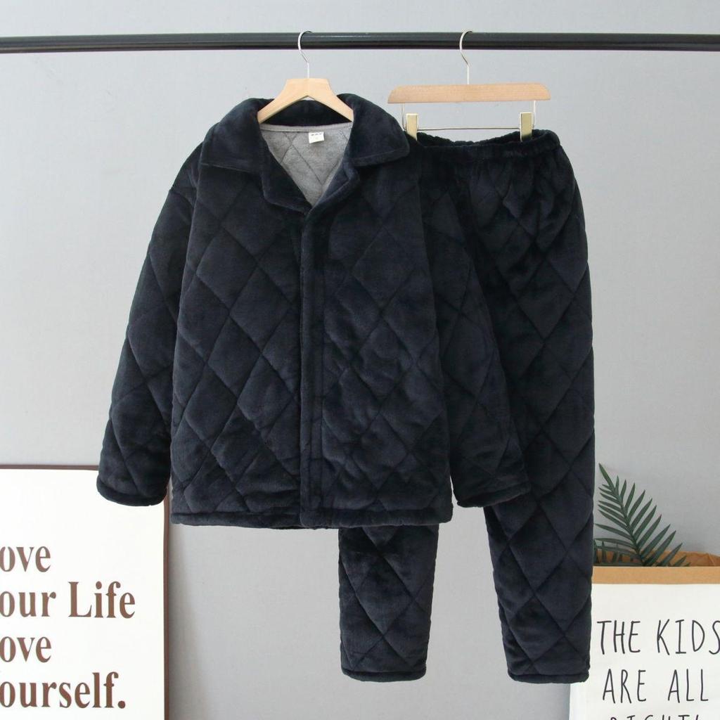 Men's Winter Cotton-Padded Jacket & Thick Coral Fleece Pajamas for Prisoners