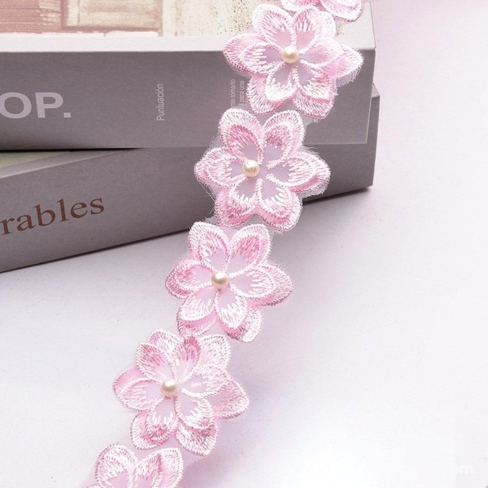 Colorful Flower Organza Ribbon Double-layer Organza Lace Trim Fabric Six-petal Flower Embroidered Lace Trim Ribbon