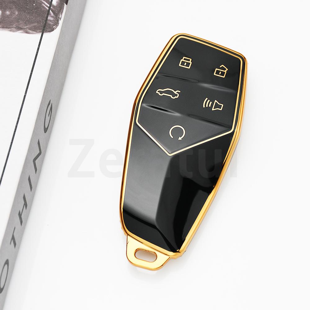 Gold Edge Tpu For Mg One Tpu Car Key Case Cover Keyless Holder For Roewe Shell Fob Keychain Accessories