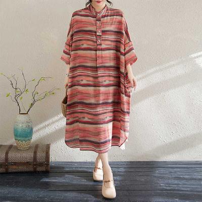 Spring Stand-up Collar Plus-size Vacation Dress
