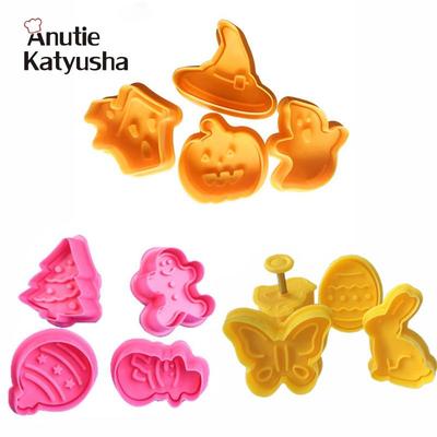 4 Stück Keksstempel Keksform 3D Plätzchenkolbenschneider DIY Backform Ostern Kaninchen Ausstechformen für Küchenwerkzeuge