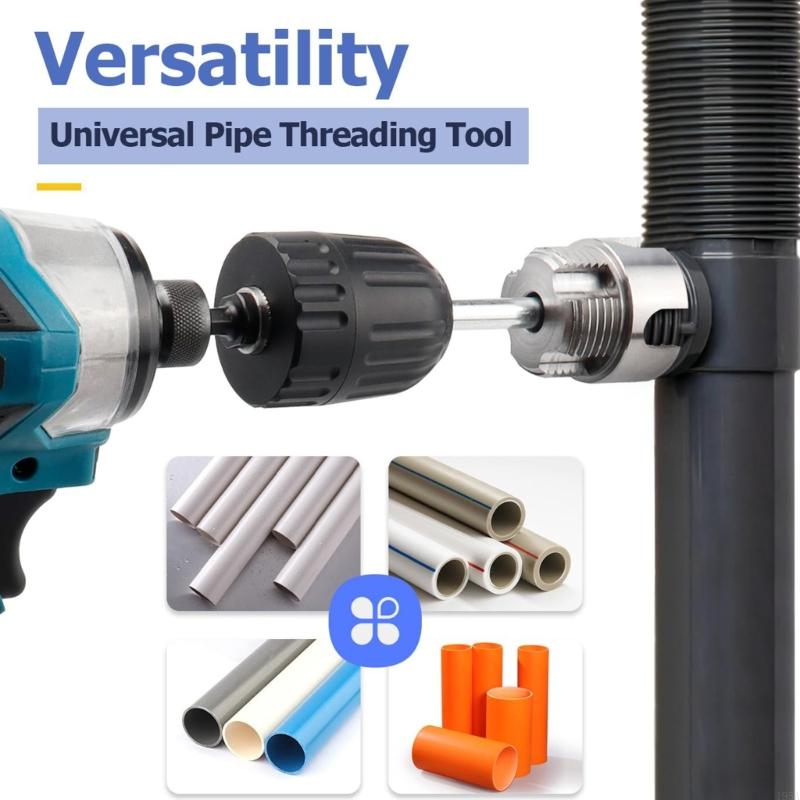 Electric Drill Compatible PVC Pipe Threader PVC Thread Maker Tool for Electric Drill, 1/2" 3/4" Plastic Pipe Threader