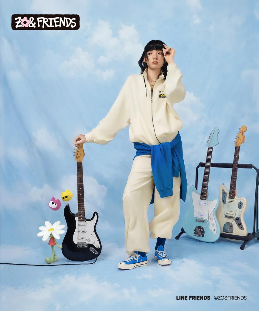 CONVERSE & J.O.F.L. Friends Oversized Zip-Up Sweatshirt Egret Ucl158-W2Y