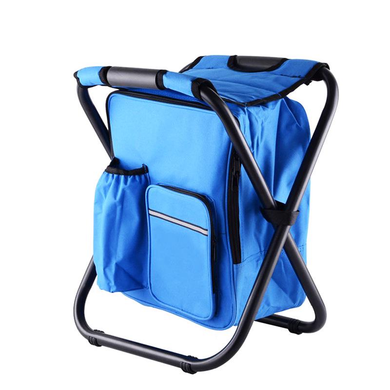 Oxford Cloth Outdoor Cooler Bag with Folding Chair for Fishing & Picnics