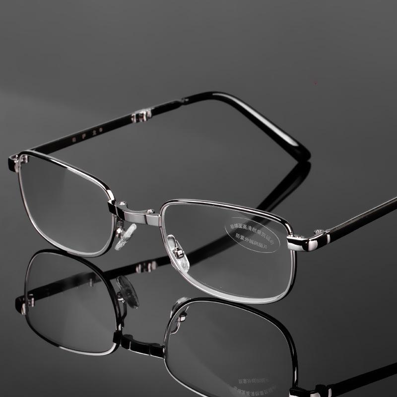 Men Business Reading Glasses Portable Metal Foldable Presbyopia Glasses Eyewear With Case Unisex Anti Blue Light +1.0 To+4.0