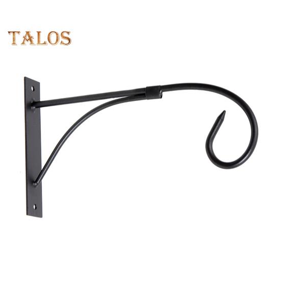 

Железный настенный крючок для кашпо, кронштейн для цветочных горшков, настенный крючок в винтажном стиле с изогнутым наконечником для подвешивания корзин, фонарей, кормушек для птиц чёрный