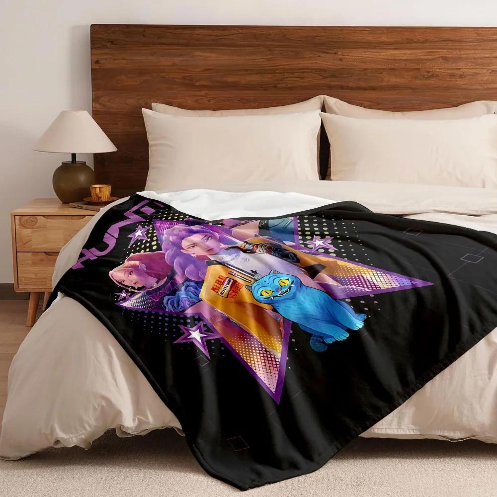 K-Pop Demon Hunters Plush Throw Blanket Custom Name Soft Warm All Season Gift for Fans Girls Boys
